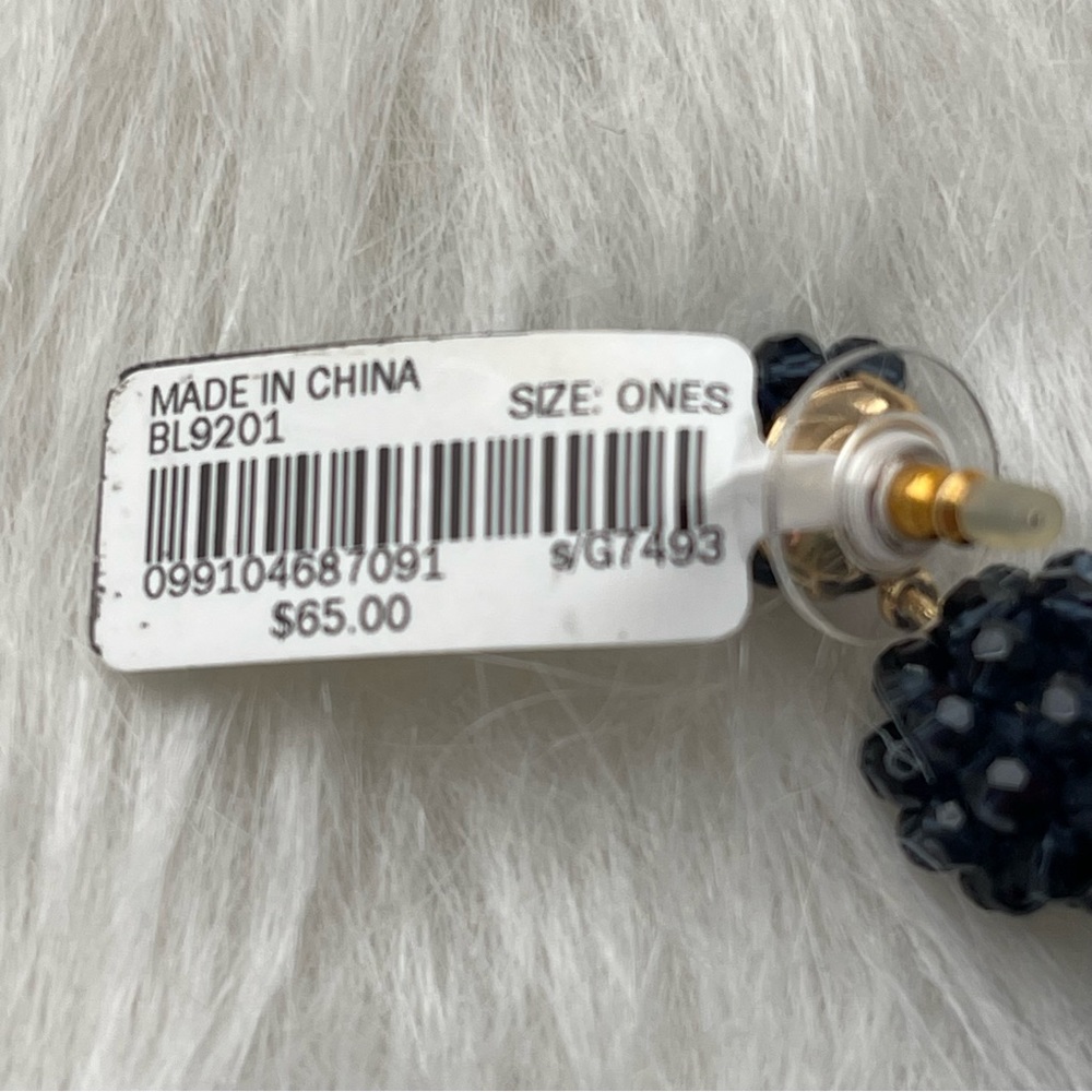 J. Crew Pave Resin Earrings Navy Blue - New - Picture 6 of 6